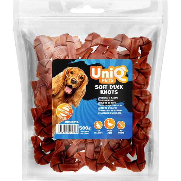Hundegodbidder, snack Super Soft Duck Knots UniQ Pets 500g