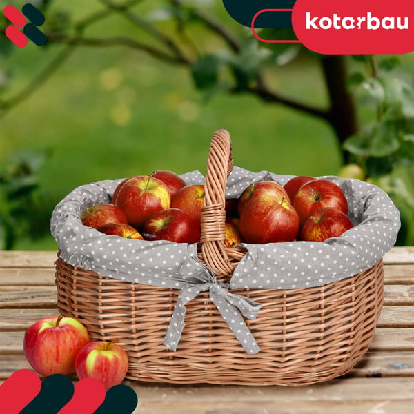Kotarbau rotting kurv picnic svamp påske oval 47 cm grå foring og kant