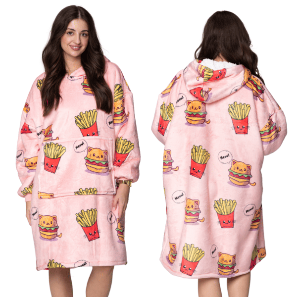 Kotoburger fluffy fleecetröja XXL varm tjock 2i1 mörkblå