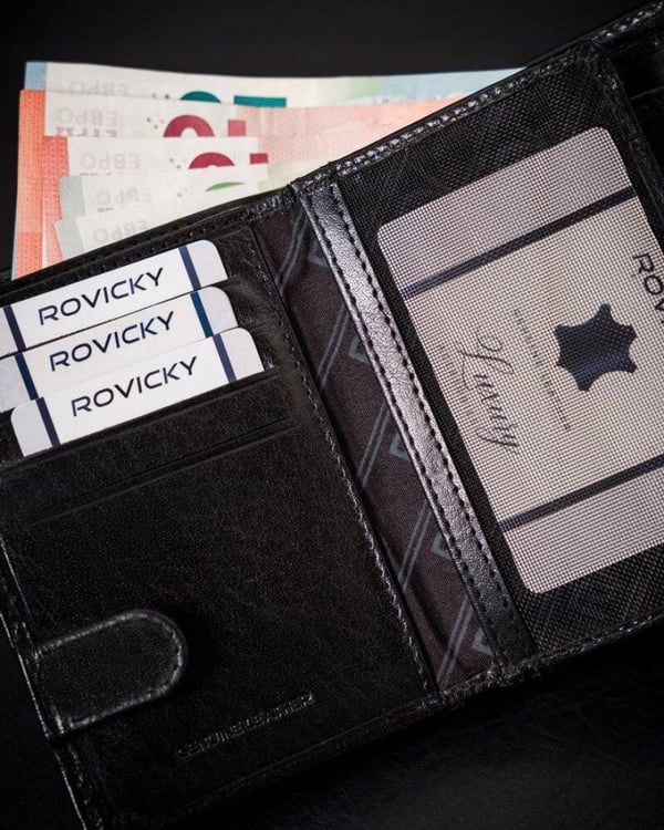 Herrplånbok i äkta läder med RFID-system - Rovicky