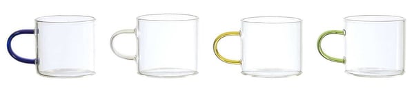 Set med 4 färgade espressoglas