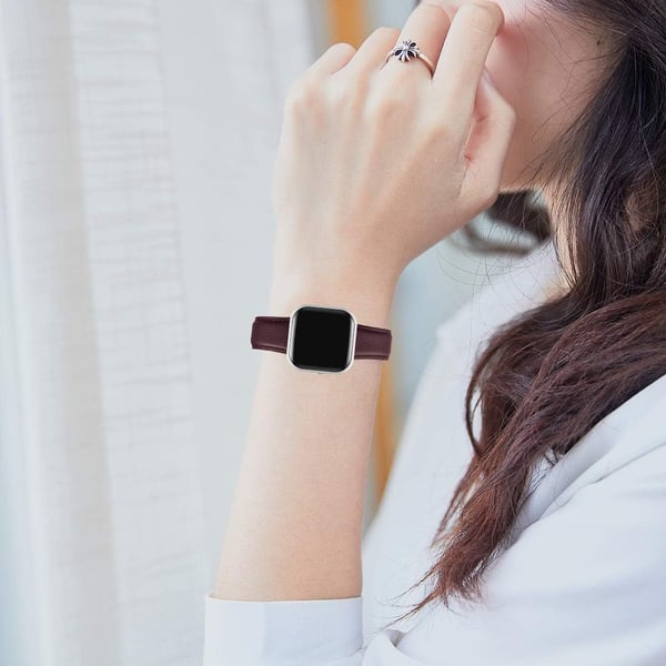 Fitbit Versa / Versa 2 / Lite / SE -kellonranneke, aitoa nahkaa, punaviininpunainen