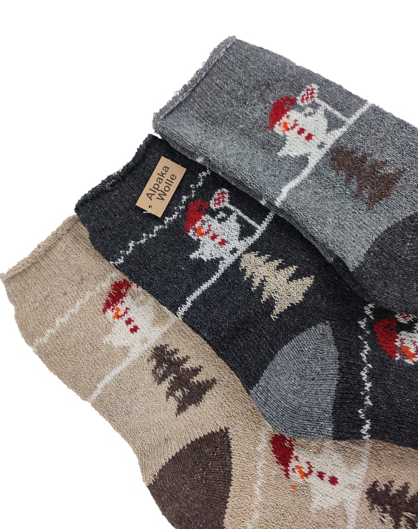 3X Alpaca tykke julesokker uldstrømper 39-42