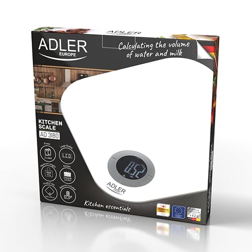 Moderne Adler LCD køkkenvægt 10 kg - Præcision og stil til dit køkken