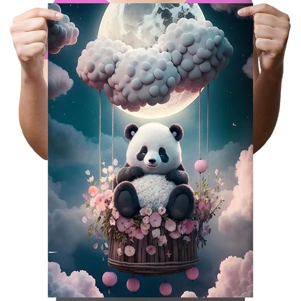 Ob_L_20 diamantmålning panda 30x40 cm djurmotiv