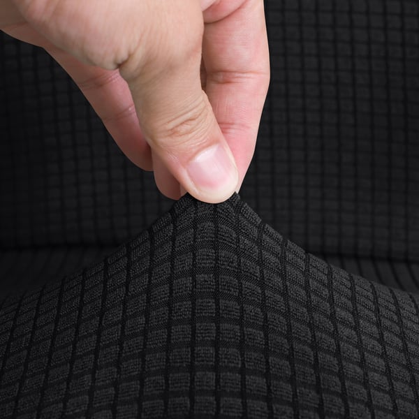 Musta jacquard-työtuolin päällinen pyörivälle toimistolle