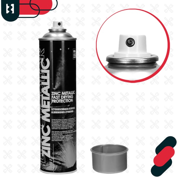 KOTARBAU® Metallisk zink spraymaling, hurtigtørrende aluminium-zink-forberedelse til galvaniserede overflader, 600 ml