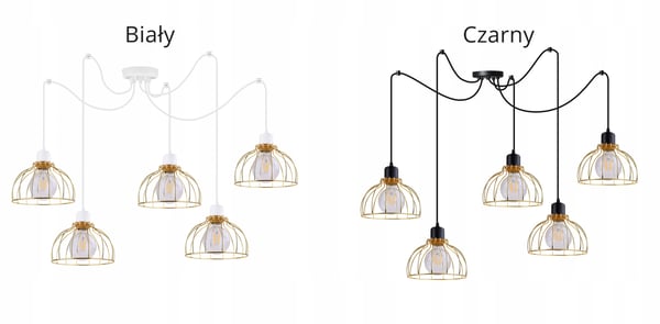 Lofthængende lampe med lysekrone i gylden edderkop-stil