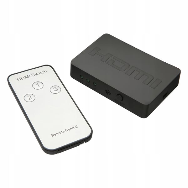 SWITCH 3x HDMI SWITCH SPLITTER + FJERNBETJENING
