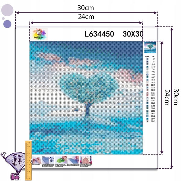 Ob_M_4 diamantmålning 30x30 natur träd