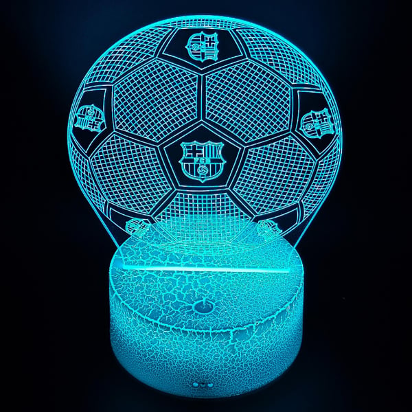 Nattbordslampa för barn FC Barcelonas fotbollsvapensköld 16 LED 3D + fjärrkontroll