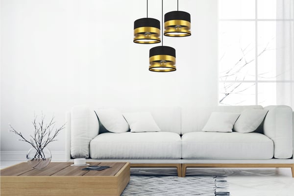 MODERNE LOFTHÆNGELAMPE, GYLDEN LAMPESKÆRM, LED