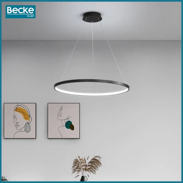 Ring LED-taklampa mattsvart 25W modern industriell hängande