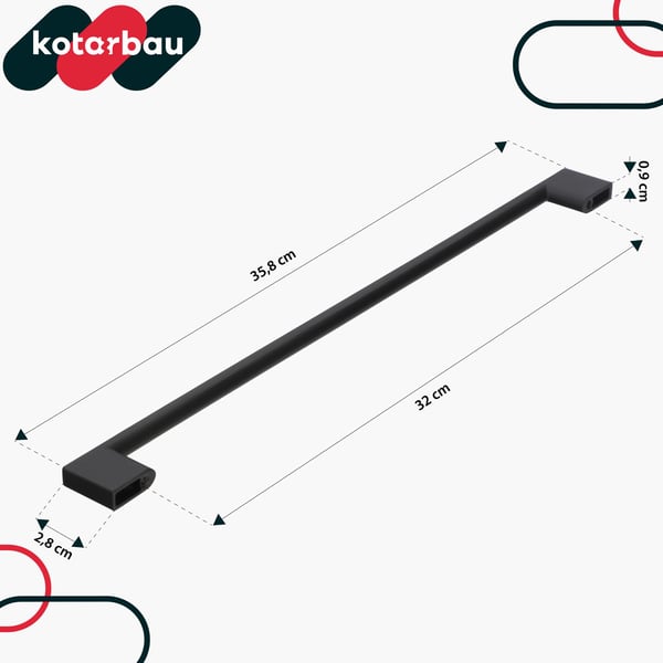 KOTARBAU køkkengreb klassisk moderne aflang mat sort 358 mm afstand 320 mm sæt 2 stk