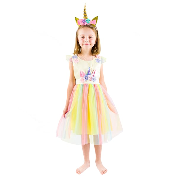Kostume til udklædningsfest, enhjørningskjole, Pegasuskjole, eventyrfigurer, størrelse 130. Kostume til pige, enhjørningskostume, størrelse 130.