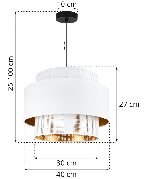 ASTI TRIO HÆNGELAMPE HVIDGULD 40CM NETSTOF