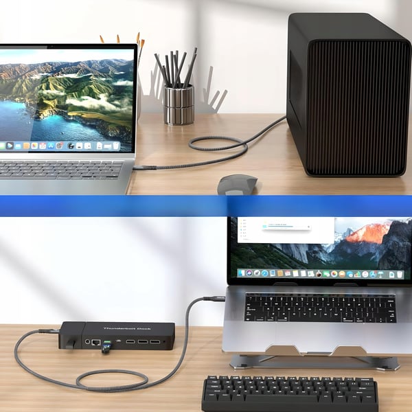 USB4 Thunderbolt 4 KABEL 240W 40Gbps 8K 120Hz USB C KABEL NYLONFLETET 1M