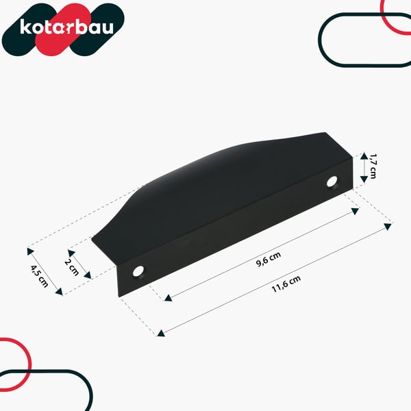 Kotarbau Modern Edge möbelhandtag aluminium mattsvart 96/116 mm set om 2