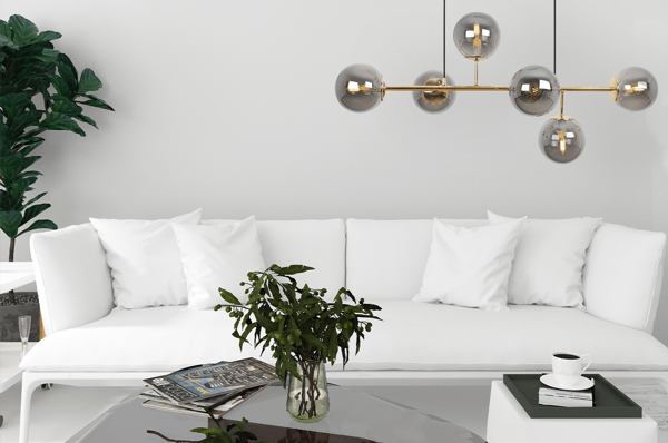 SIENA GULD LOFTLAMPE 6 FLAD GRAFITLAMPE E14 LANGE ARME