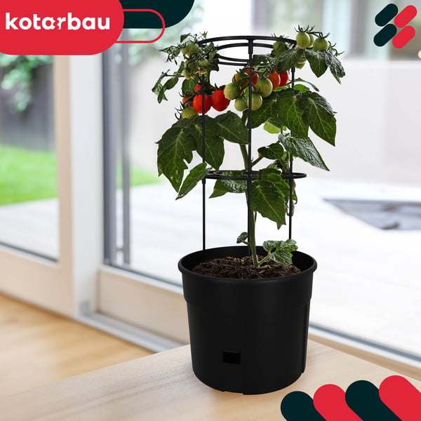 Kruka för tomatodling med stege för balkongen, svart, 39 cm, set om 4