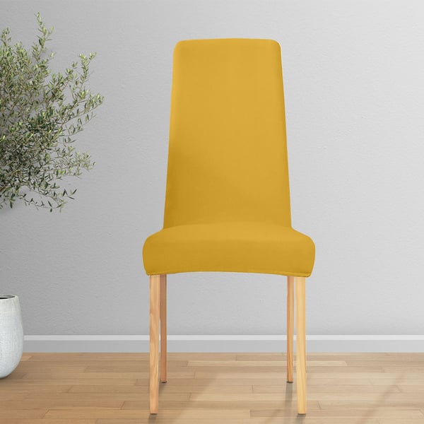 Tuolin päällinen kapealla selkänojalla, paksua samettiplyysiä, hunajanvärinen