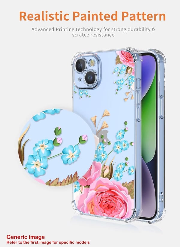 Silikone cover til Samsung Galaxy A04 - gennemsigtigt etui med blomster og pæoner