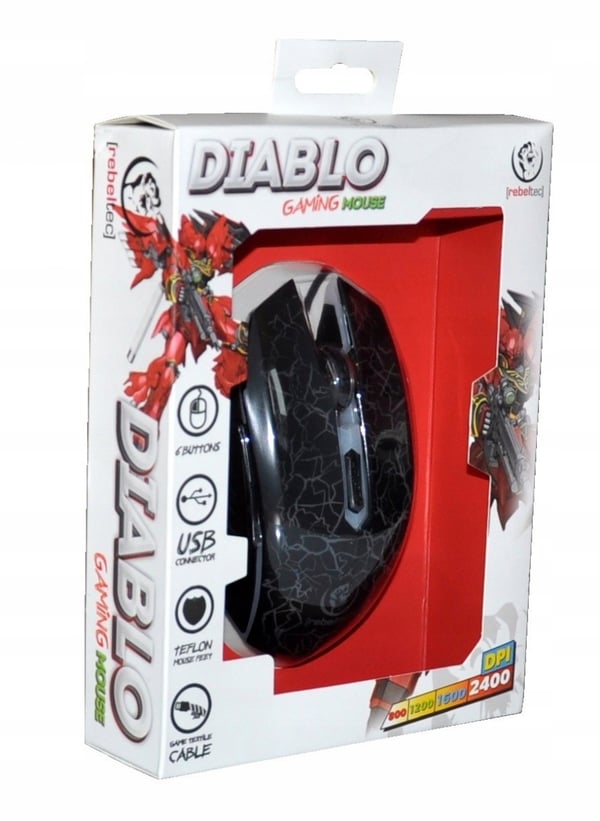 Rebeltec Diablo Optisk Gamingmus med USB-kabel, svart