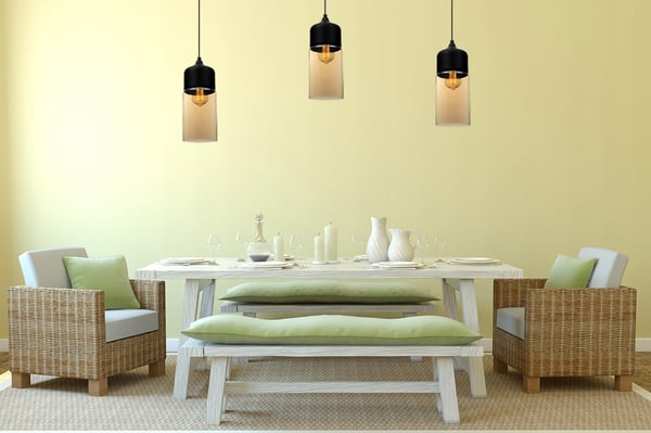 HÆNGENDE LOFTSLAMPE, GLASPLAFON, LED-LAMPE