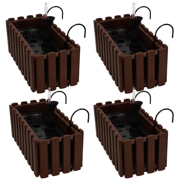Blomkruka balkonglåda för balustrad terrassblommor brun 40 cm 4 st