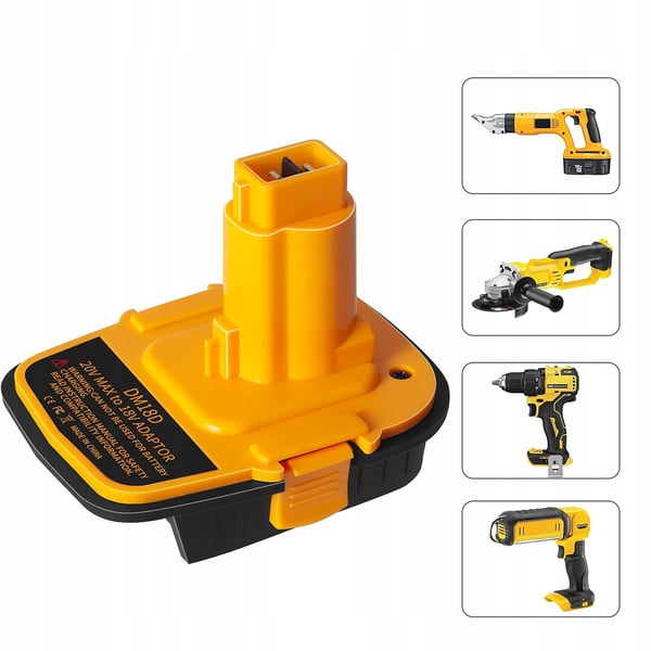 Dewalt DCB201 adapter för Dewalt och Milwaukee 18V batterier gul/svart
