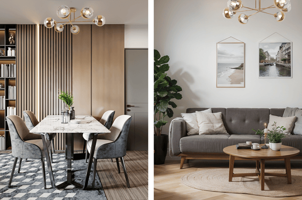 ASTURIA GULD LOFTLAMPE 6 FLADE GYLDNE LAMPESKÆRME E27