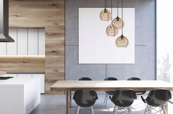 Hængende lampe, loftslysekrone, træ, LED lampeskærm