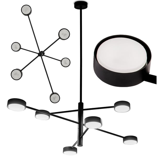 Taklampa hängande LED 6x GX53 kristallkrona reflektor svart OVILO LUMILED