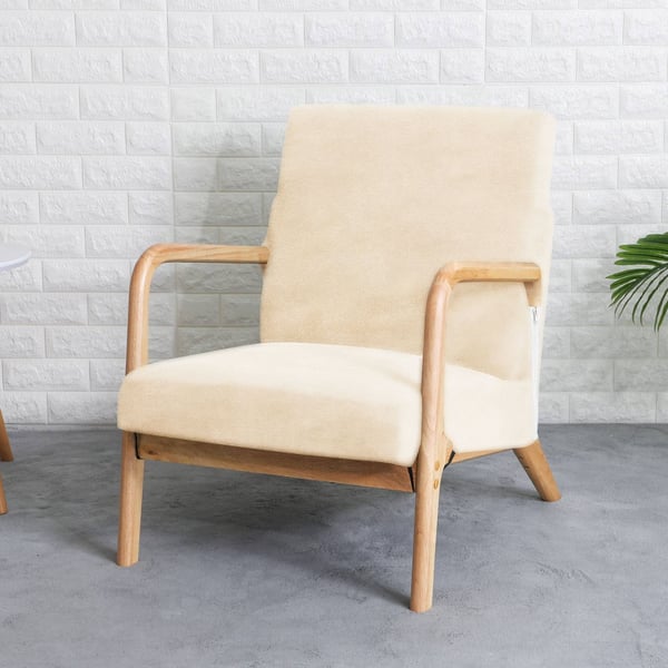 Finka-nojatuolin päällinen, kermanvalkoinen, paksu sametti