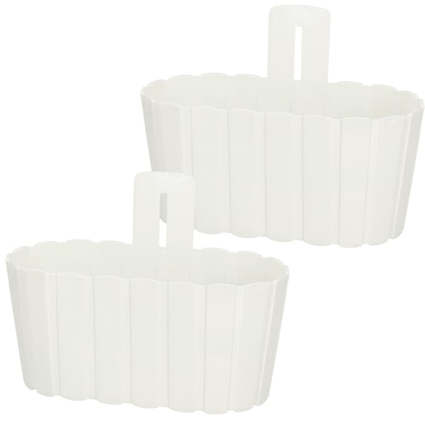 Vägghängande blomkruka för balkong rustik vit 28 cm 2 st