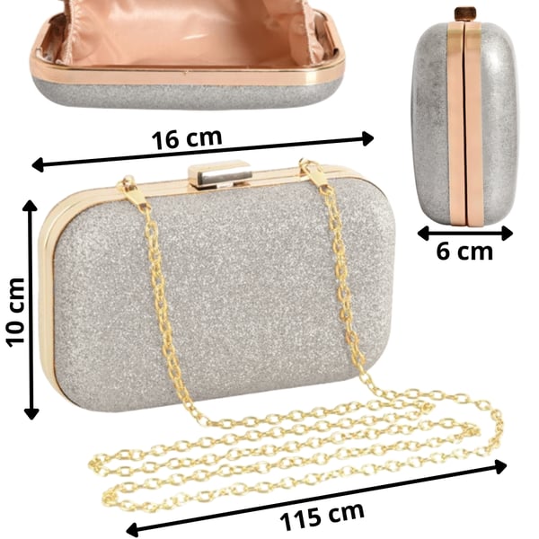 Messenger-taske, clutch, lille sølvfarvet, aftentaske, formel, mini-bryllup