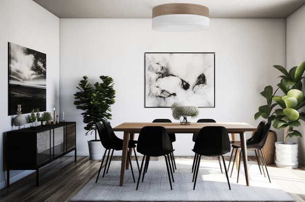 Loftlampe i træplexi, hvid, 50 cm, valnød