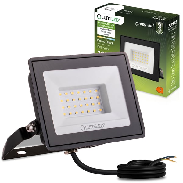 ZUNA2 LED projektør 30W 2700lm 4000K IP65 Sort LUMILED