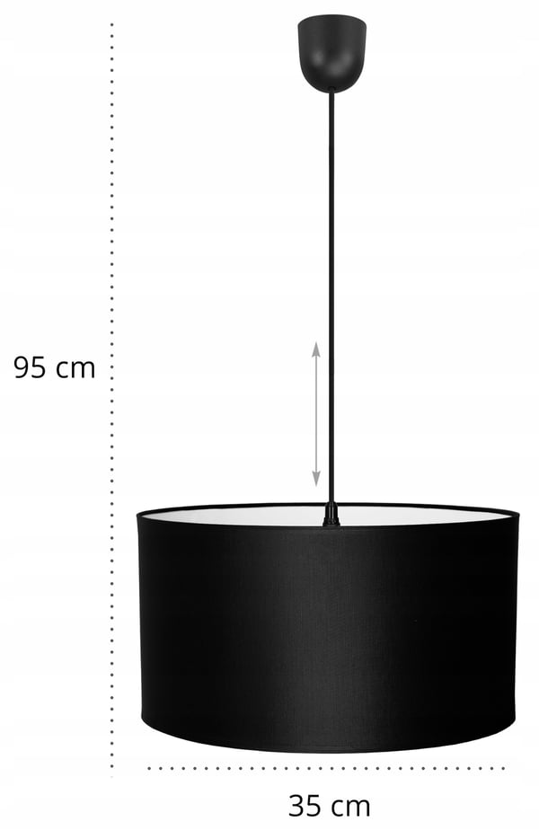 Lofthængelampe, stor lampeskærm, sort, LED, 35 cm