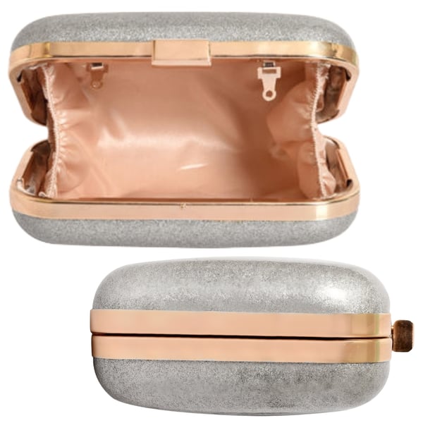 Messenger-taske, clutch, lille sølvfarvet, aftentaske, formel, mini-bryllup