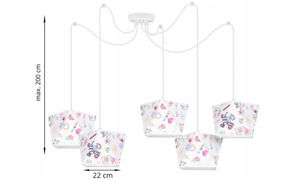 Lofthængende lampe med loftskrone og edderkopskærm