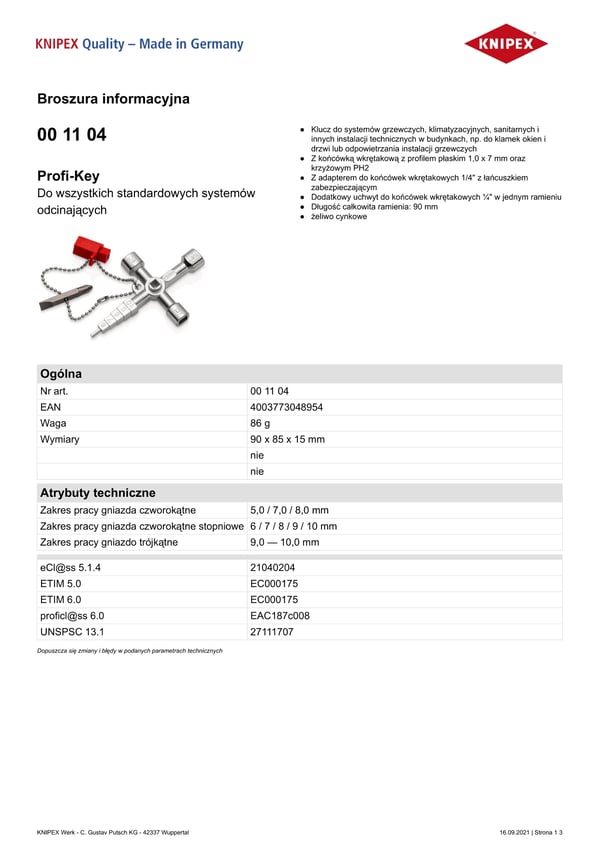 MULTIFUNKTIONSNAGNAR FÖR TWINKEY-KONTROLLSKÅP - KN 00 11 04