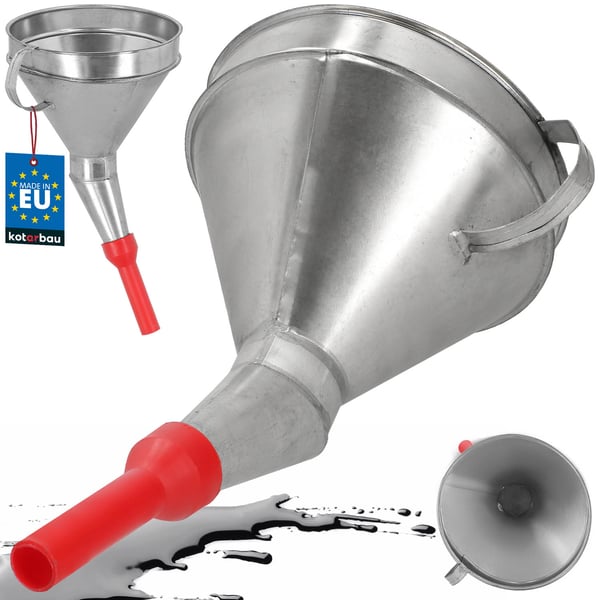 KOTARBAU® Galvaniserad metalltratt med plastspets, sil, filter, sned vinkelskål, 17 cm