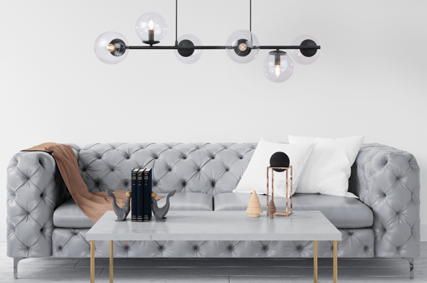 SIENA SORT HÆNGELAMPE 6 FLAD KLAR LAMPE E14