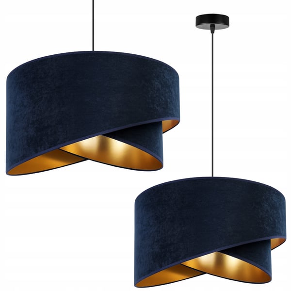 HÆNGENDE LAMPE LOFTSKRONE GYLDEN FLØJLSSKÆRM
