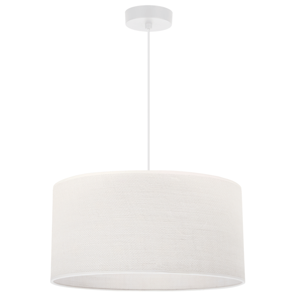 HVID JUTE HÆNGELAMPE 1 FLAD HVID LAMPESKÆRM 35CM E27