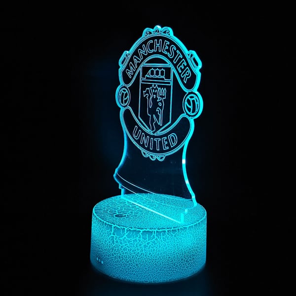 Manchester Uniteds vapensköld nattlampa för barn 16 LED 3D + fjärrkontroll
