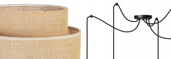 Hængende lampe, loftslysekrone, lampeskærm, boho juta