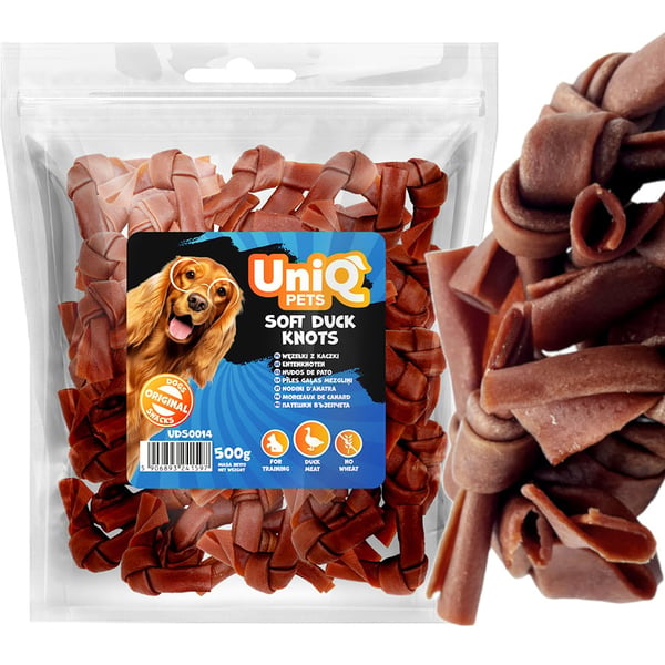 Hundegodbidder, snack Super Soft Duck Knots UniQ Pets 500g