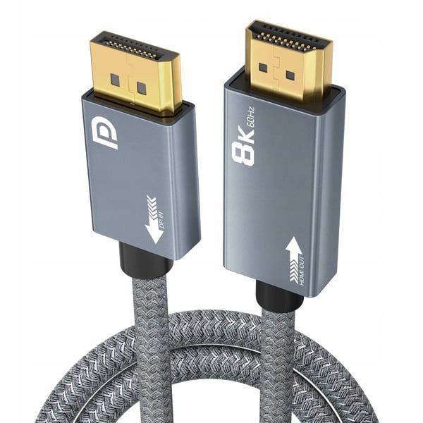 DISPLAYPORT HDMI 2.1 KABELADAPTER DP 8K 4K 120Hz 240Hz DSC HDR 2M